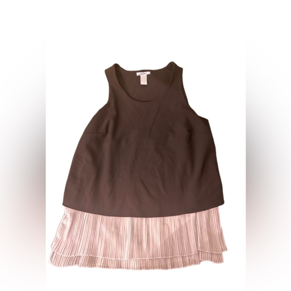 Bar III Black and white tank top with sheer white pleat detail